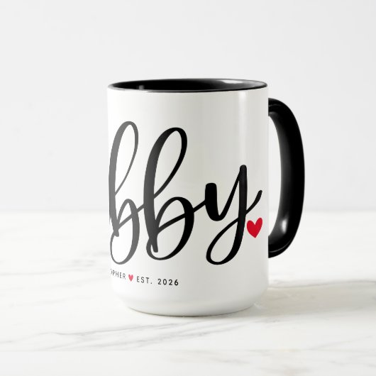 Hubby Simple Black Letters Custom Tasse (VorderseiteRechts)