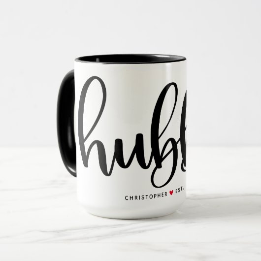 Hubby Simple Black Letters Custom Tasse (Vorderseite Links)