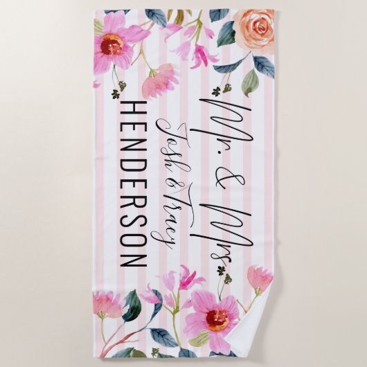 Hubby und Wifey Mr. and Mrs., Bride and Groom Strandtuch (Vorderseite)