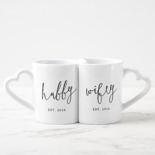 Hubby und Wifey Niedliches Couple Tasse Set