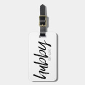 Hubby - Whimsikale schwarze Kalligraphie für den B Gepäckanhänger (Vorderseite vertikal)