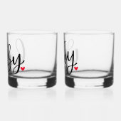 Hubby Wifey Couple Typografie Design Custom Whiskyglas (Links)