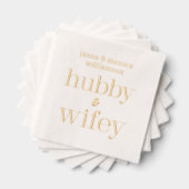 Hubby Wifey Mit Monogramm Wedding Servietten Mit Folie (Insitu (Gestapelt))