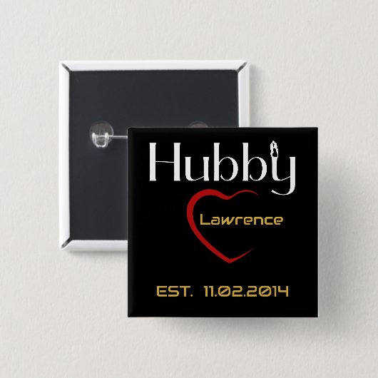 Hubby Wifey Wedding-Geschenk Button (Vorne & Hinten)