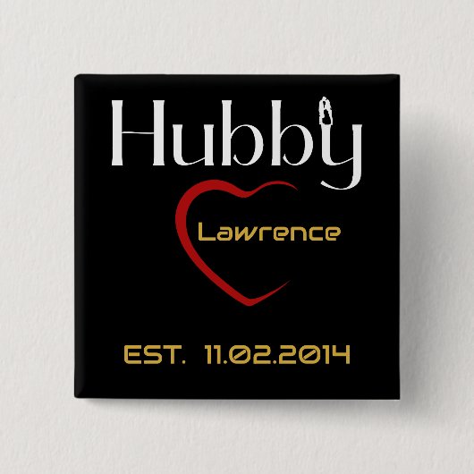 Hubby Wifey Wedding-Geschenk Button (Vorderseite)