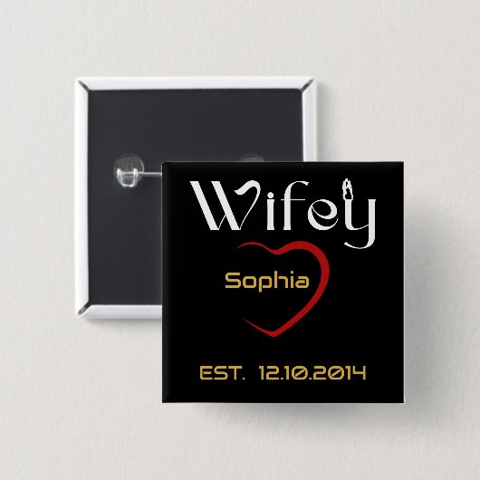 Hubby Wifey Wedding-Geschenk Button (Vorne & Hinten)