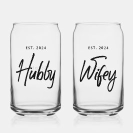 Hubby + Wifey Wedding Personalisiert Dosenglas