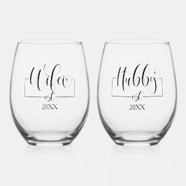 Hubby Wifie Weinglas Ohne Stiel