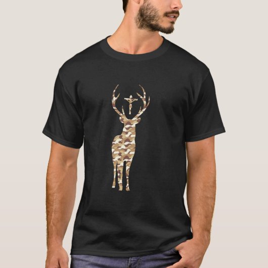 Hubert Hubertus Patron Hunters Stag Camouflage T-Shirt (Vorderseite)
