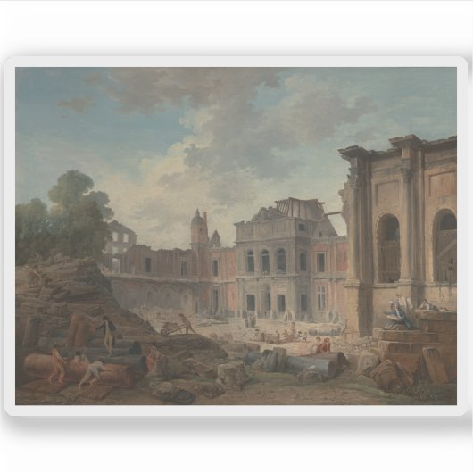 Hubert Robert: Zerstörung des Schlosses von Meudon Aufkleber (Vorderseite)