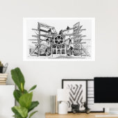 Hubraum der printing press invented by Richard Mar Poster (Heimbüro)