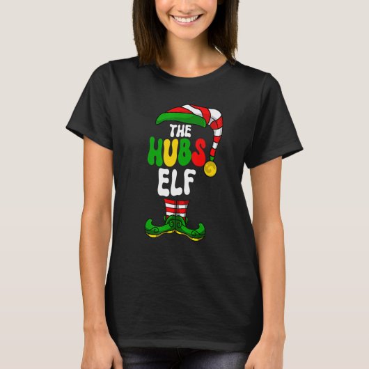 Hubs Elf Pajama Matching Group Weihnachtsfeiertag T-Shirt (Vorderseite)