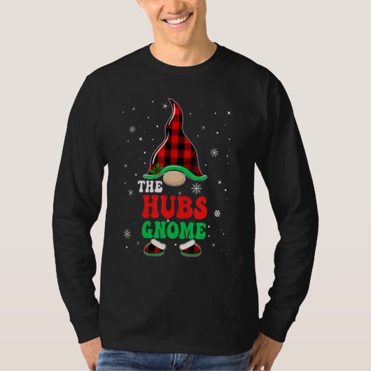 Hubs Gnome Buffalo Plaid Matching Family Christmas T-Shirt (Vorderseite)