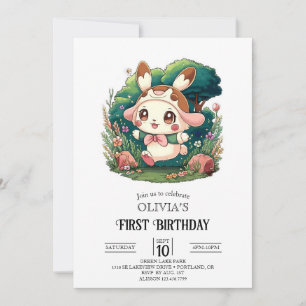 Hübsch Adorable Bunny 1. Geburtstag digital Einladung