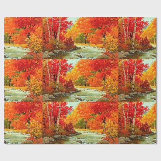 Hübsch als Bild-Herbstlaub-Landschaft Geschenkpapier (Flach)