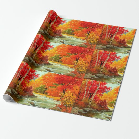 Hübsch als Bild-Herbstlaub-Landschaft Geschenkpapier (Ungerollt)