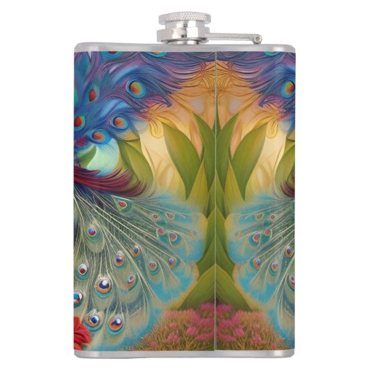 Hübsch als Pfau Flachmann (Rückseite)