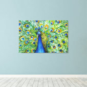 Hübsch als Pfau-Leinwand Leinwanddruck (Insitu (Holzboden))