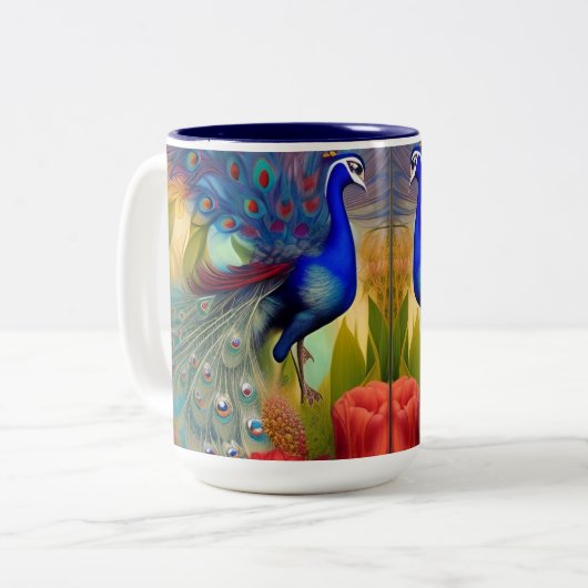 Hübsch als Pfau Zweifarbige Tasse (Vorderseite Links)