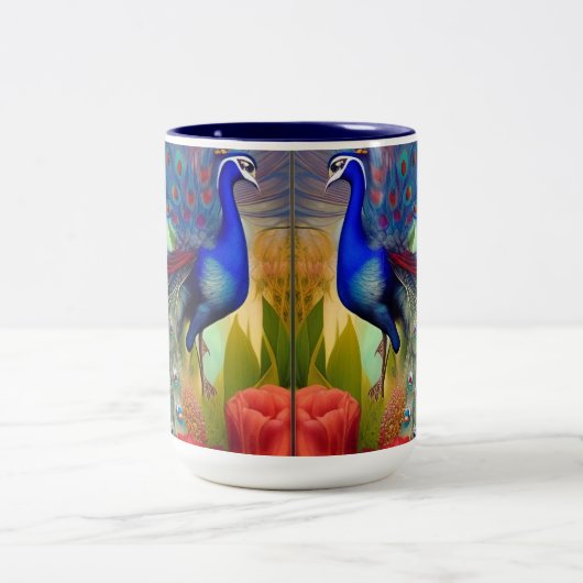 Hübsch als Pfau Zweifarbige Tasse (Mittel)