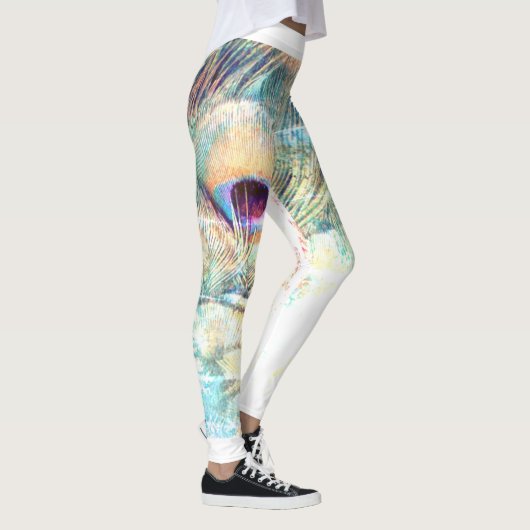 Hübsch als Pfauenfeder, pastellweiß Leggings (Rechts)