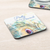 Hübsch als Pfauenpadel-Pfauenfeder-Untersetzer Getränkeuntersetzer (Linke Seite)