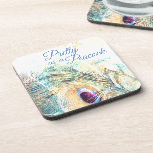 Hübsch als Pfauenpadel-Pfauenfeder-Untersetzer Getränkeuntersetzer (Linke Seite)