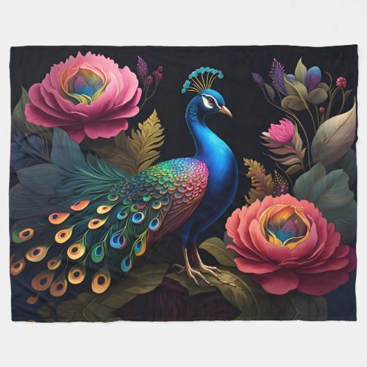 Hübsch als Pfauenpfau Fleecedecke (Vorderseite (Horizontal))
