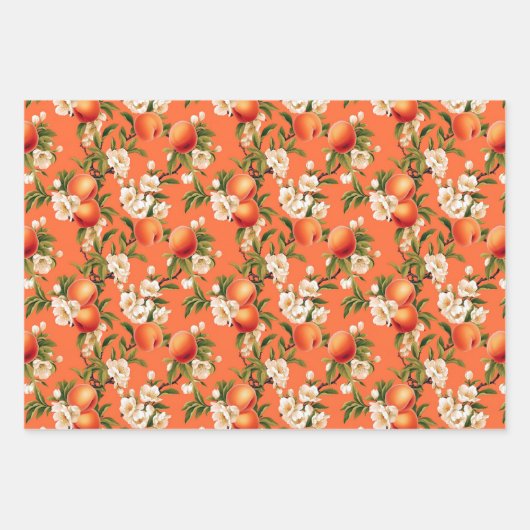 Hübsch als Pfirsich, Pfirsich Fuzz Themed Gift Geschenkpapier Set (Vorderseite)