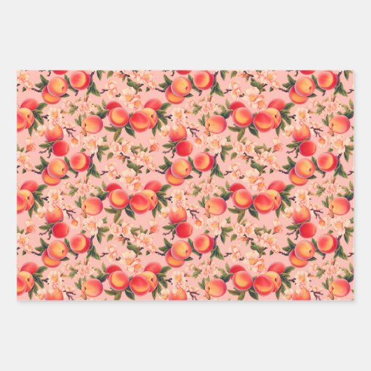 Hübsch als Pfirsich, Pfirsich Fuzz Themed Gift Geschenkpapier Set (Vorderseite 3)