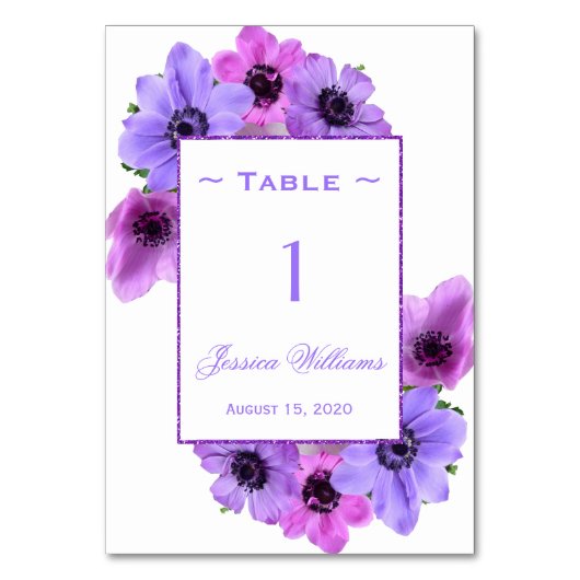 Hübsch Anemones Floral Geburtstag Tischnummer (Vorderseite)