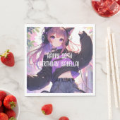 Hübsch Anime Girl Personalisiert Geburtstag Serviette (Beispiel)