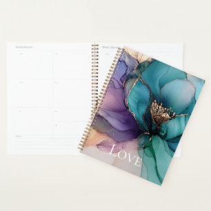 Hübsch Aqua Blau Lila Gold Blumenliebe Planer