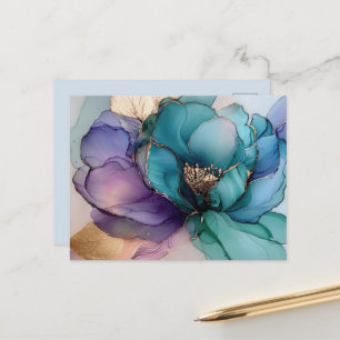 Hübsch Aqua Blau Lila Gold Floral Postkarte