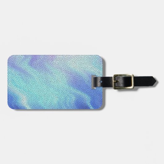 Hübsch Aqua Blue Lila Pastel Mosaic Tiles Gepäckanhänger (Vorderseite horizontal)