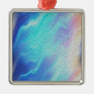 Hübsch Aqua Blue Lila Pastel Mosaic Tiles Ornament Aus Metall