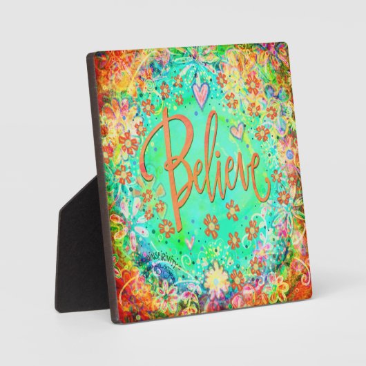 Hübsch Aqua Floral Whimsical Boho glauben Fotoplatte (Vorderseite)