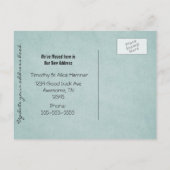 Hübsch Aquamarin und schwarz Wir haben uns bewegt Ankündigungspostkarte (Rückseite)