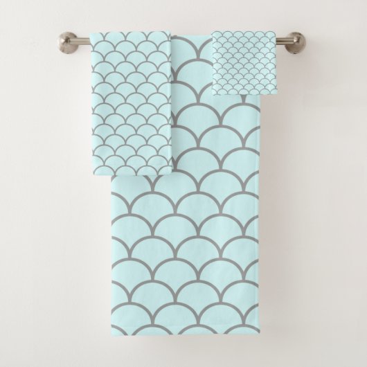 HÜBSCH AQUE BLUE MERMAID BADEZIMMER TOWEL SET (Insitu)