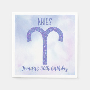 Hübsch Aries Lila Astrologie Geburtstagsparty sign Serviette