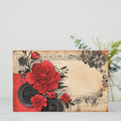 Hübsch Art Deco Goth Red Blume Scrapbook Paper (Stehend Vorderseite)