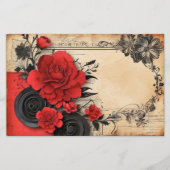 Hübsch Art Deco Goth Red Blume Scrapbook Paper (Vorderseite)