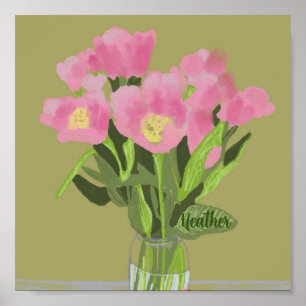 Hübsch Art Tulip Blume Moderne Illustration + Name Poster