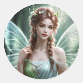 Hübsch Auburn Hairs Spring Fairy Fantasy Dreamy Runder Aufkleber