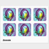 Hübsch Baby Budgie Quadratischer Aufkleber (Blatt)