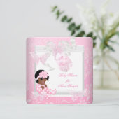 Hübsch Baby Dusche Niedlich Girl Pink Butterfly OM Einladung (Stehend Vorderseite)