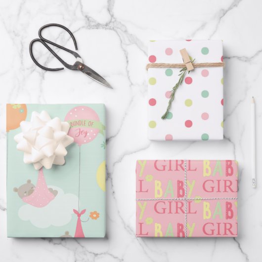 Hübsch Baby Girl Babydusche Mix und Matte Geschenkpapier Set (Vorderseite)
