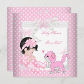 Hübsch Baby Shower Girl Pink Spot Kitten 3CC Einladung (Vorne/Hinten)