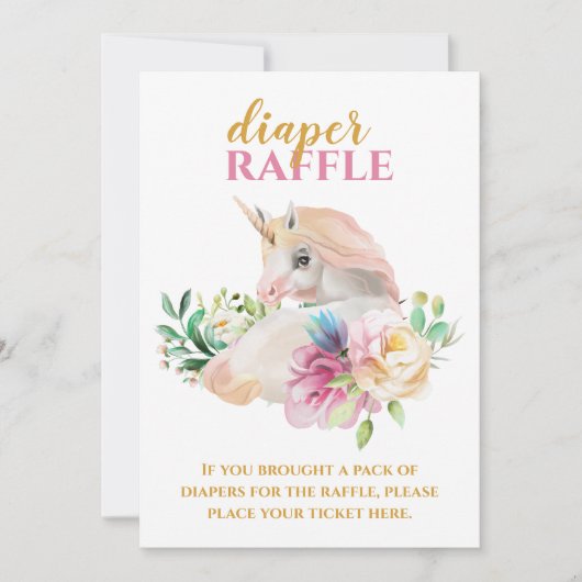 Hübsch Baby Unicorn Diaper Raffle Eintritt Zeichen Einladung