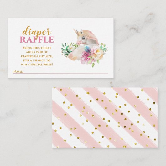 Hübsch Baby Unicorn Diaper Raffle Ticket Einschlie Begleitkarte (Vorne/Hinten)